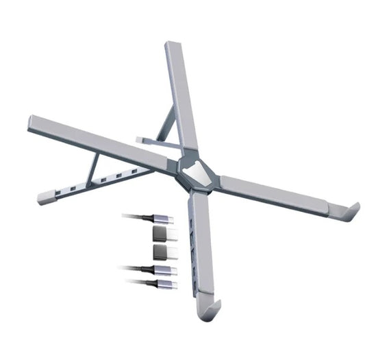 Soporte portatil plegable de aluminio ajustable para computadora portátil con estación de acoplamiento